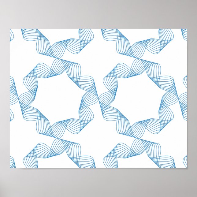 Blue, cute, simple, elegant geometric pattern art poster (Front)