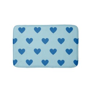 Blue Cute Simple Heart Pattern Bath Mat