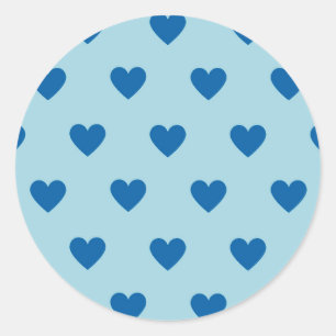 Blue Cute Simple Heart Pattern Classic Round Sticker
