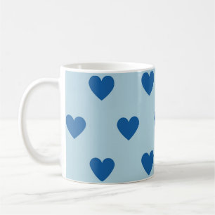 Blue Cute Simple Heart Pattern Coffee Mug