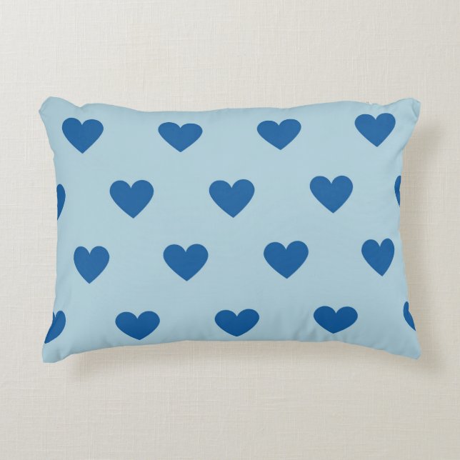Blue Cute Simple Heart Pattern Decorative Cushion (Front)