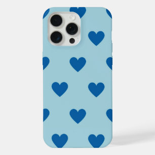 Blue Cute Simple Heart Pattern iPhone 15 Pro Max Case