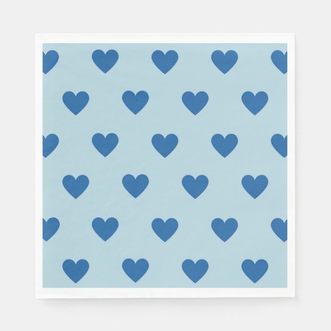 Blue Cute Simple Heart Pattern Napkin (Front)