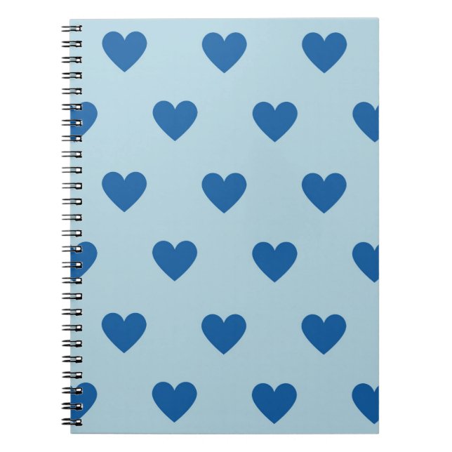 Blue Cute Simple Heart Pattern Notebook (Front)