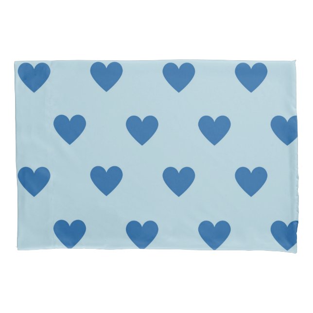 Blue Cute Simple Heart Pattern Pillowcase (Front)