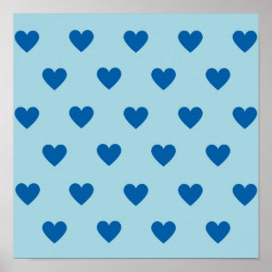 Blue Cute Simple Heart Pattern Poster
