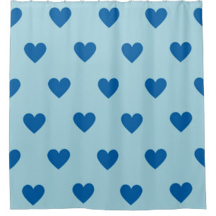 Blue Cute Simple Heart Pattern Shower Curtain
