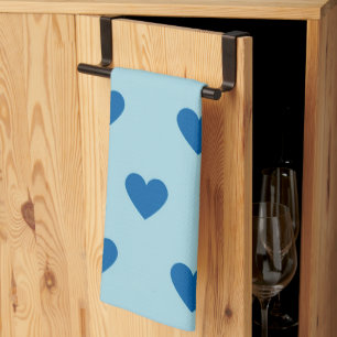 Blue Cute Simple Heart Pattern Tea Towel