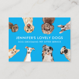 Blue Cute Small Size Dogs Pet Sitter Business Card