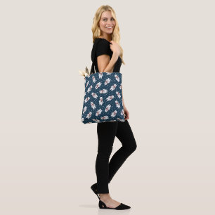 Blue cute snow polar bear pattern tote bag