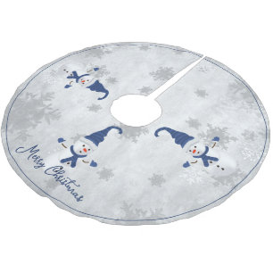 Blue Cute Snowman Tree Skirt