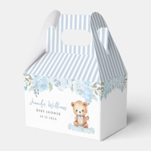Blue cute teddy bear baby shower candy favour box