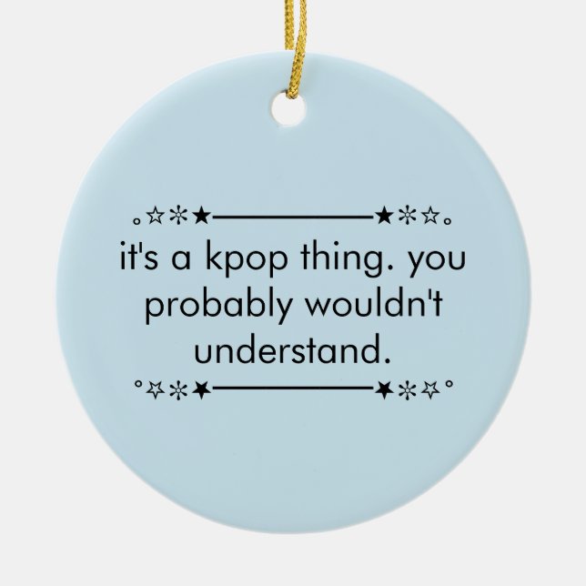 Blue Cute Teen Aesthetic Kpop Ceramic Ornament (Front)