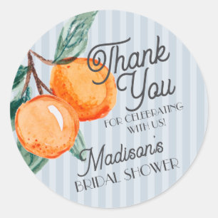 Blue Cutie Main Squeeze Citrus Bridal Shower Favou Classic Round Sticker