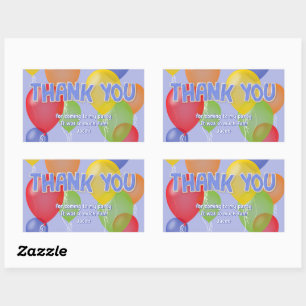 blue cutout cookies balloons birthday thank you rectangular sticker