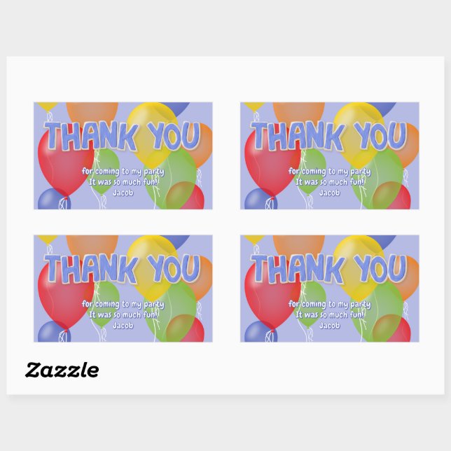 blue cutout cookies balloons birthday thank you rectangular sticker (Sheet)