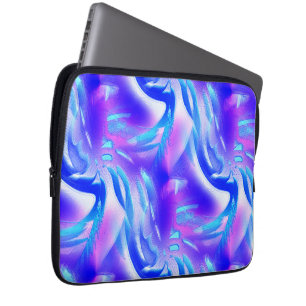 Blue cutouts with digital grooves on pink texture  laptop sleeve