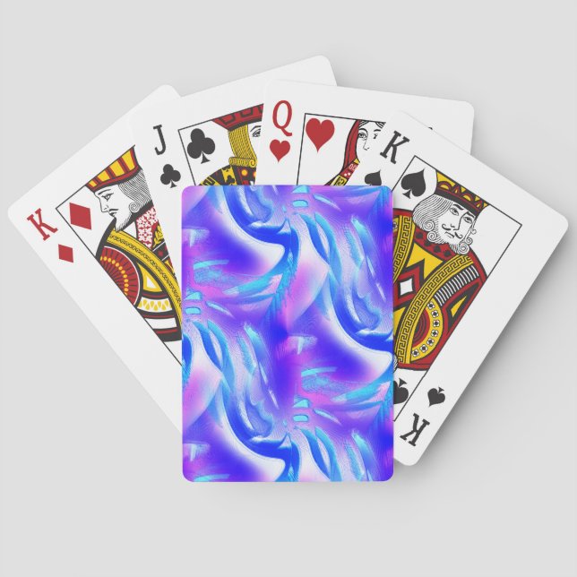 Blue cutouts with digital grooves on pink texture  playing cards (Back)