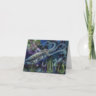 "Blue Cuttlefish", a cuttlefish greeting card