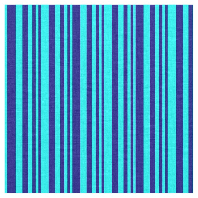 Blue & Cyan Coloured Pattern of Stripes Fabric (Close Up)