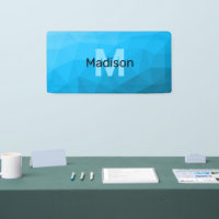 Blue cyan gradient geometric mesh pattern Monogram
