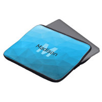Blue cyan gradient geometric mesh pattern Monogram