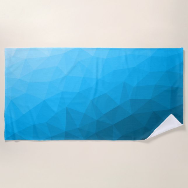 Blue cyan gradient geometric mesh pattern Triangle Beach Towel (Front)