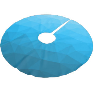 Blue cyan gradient geometric mesh pattern Triangle Brushed Polyester Tree Skirt