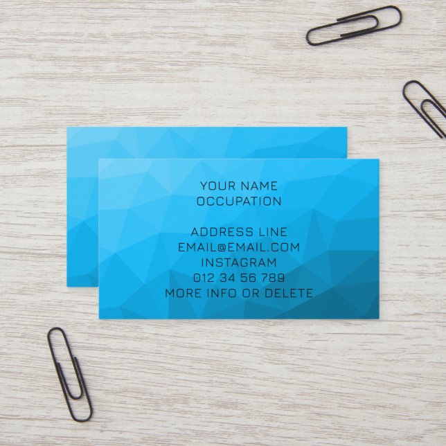 Blue cyan gradient geometric mesh pattern Triangle Business Card (Front/Back In Situ)