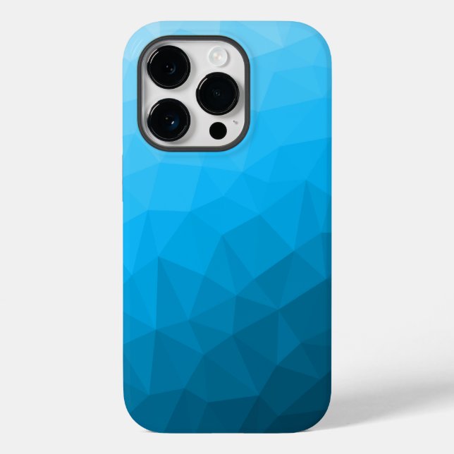 Blue cyan gradient geometric mesh pattern Triangle Case-Mate iPhone Case (Back)