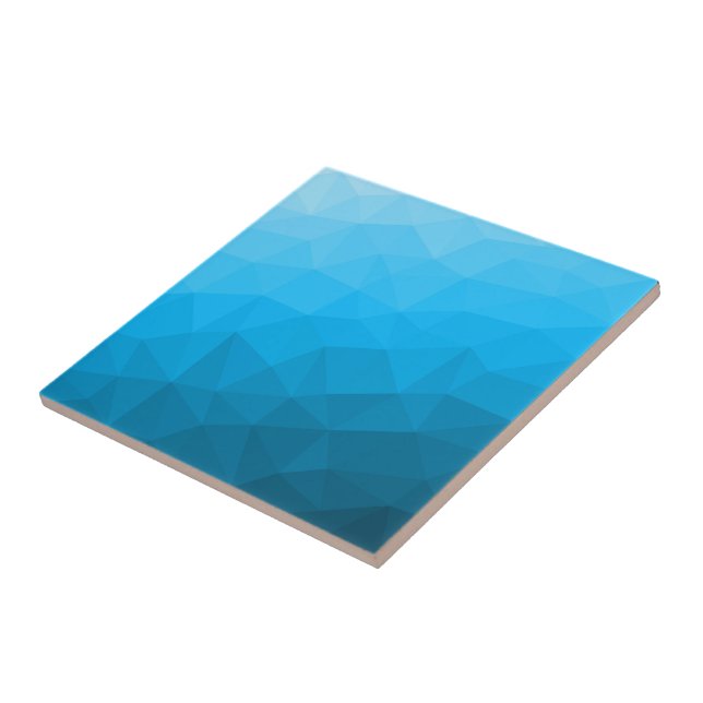 Blue cyan gradient geometric mesh pattern Triangle Ceramic Tile (Side)