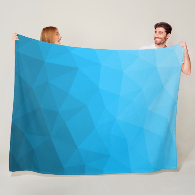 Blue cyan gradient geometric mesh pattern Triangle Fleece Blanket (In Situ)