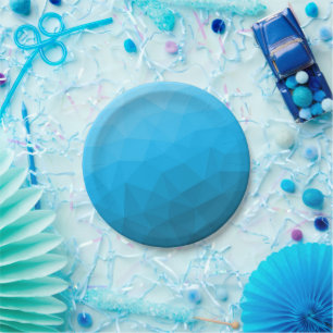 Blue cyan gradient geometric mesh pattern Triangle Paper Plate
