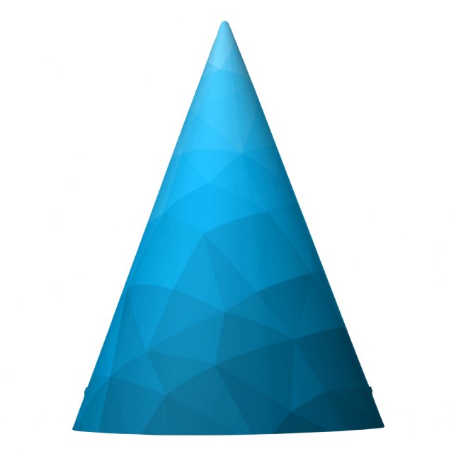 Blue cyan gradient geometric mesh pattern Triangle Party Hat (Front)