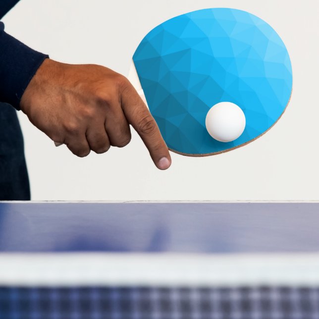Blue cyan gradient geometric mesh pattern Triangle Ping Pong Paddle (Insitu)