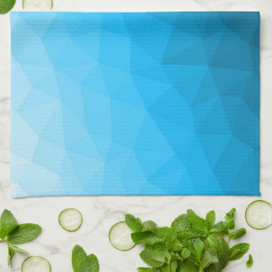 Blue cyan gradient geometric mesh pattern Triangle Tea Towel