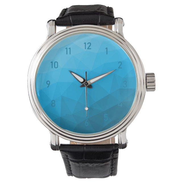 Blue cyan gradient geometric mesh pattern Triangle Watch (Front)