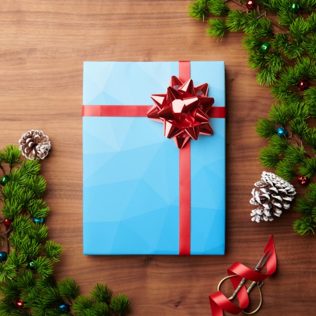Blue cyan gradient geometric mesh pattern Triangle Wrapping Paper (Holiday Gift)