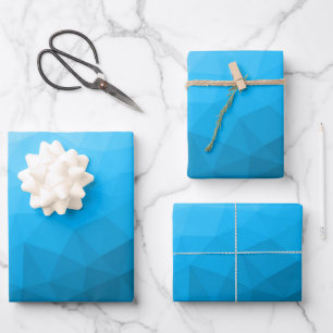 Blue cyan gradient geometric mesh pattern Triangle Wrapping Paper Sheet