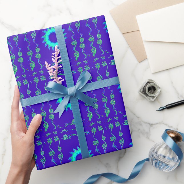 Blue Cyan Royal Blue Iridescent Colour Art Print Wrapping Paper (Gifting)