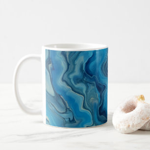 Blue Cyan White Marble Acrylic Abstraction Coffee Mug