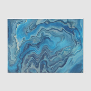 Blue Cyan White Marble Acrylic Abstraction Tissue Paper