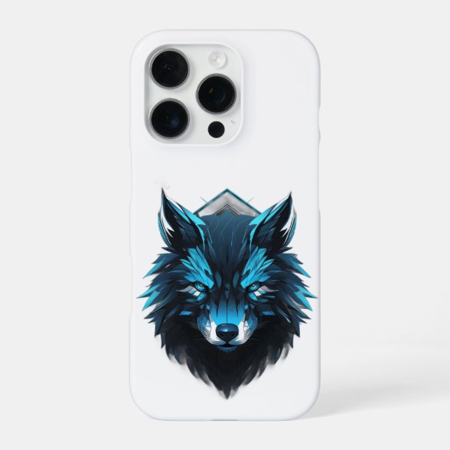 Blue Cyber Wolf Graphic iPhone Case (Back)