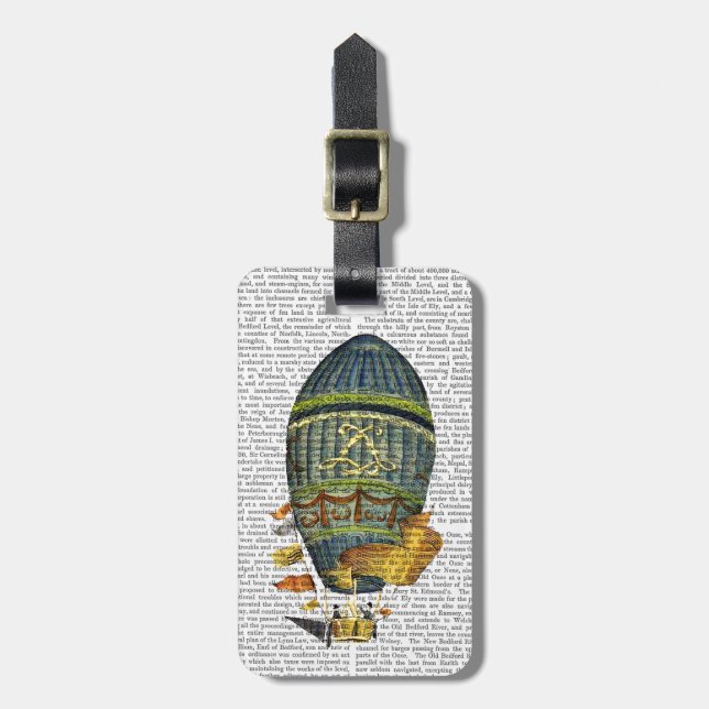 Blue Cylindrical Hot Air Balloon Luggage Tag (Front Vertical)