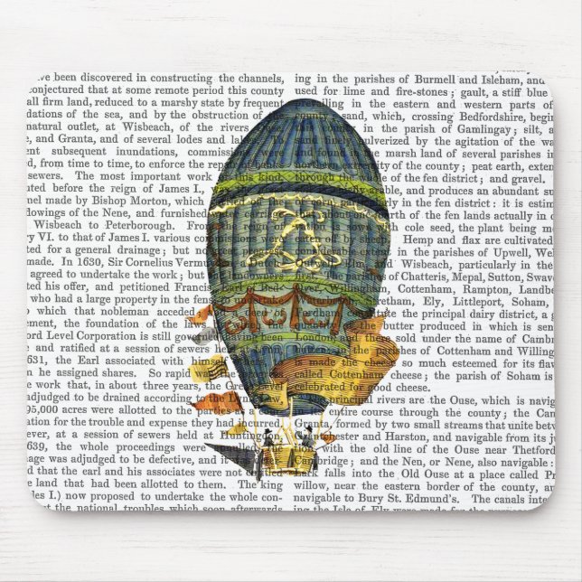 Blue Cylindrical Hot Air Balloon Mouse Pad (Front)