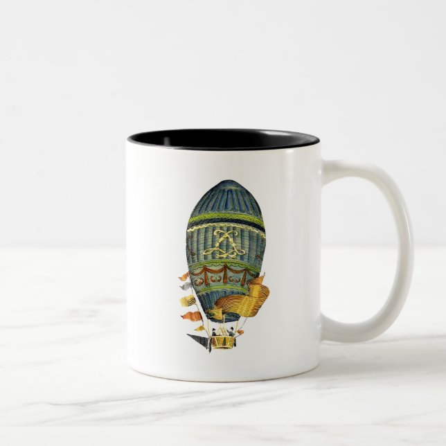 Blue Cylindrical Hot Air Balloon Two-Tone Coffee Mug (Right)