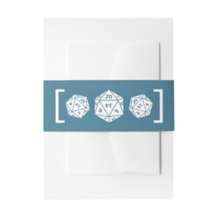 Blue D20 Dice Gamer Wedding Belly Bands Invitation Belly Band