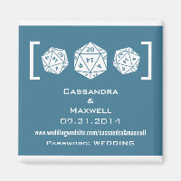 Blue D20 Dice Gamer Wedding Info Magnet v2