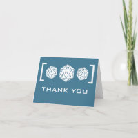 Blue D20 Dice Gamer Wedding Thank You Card