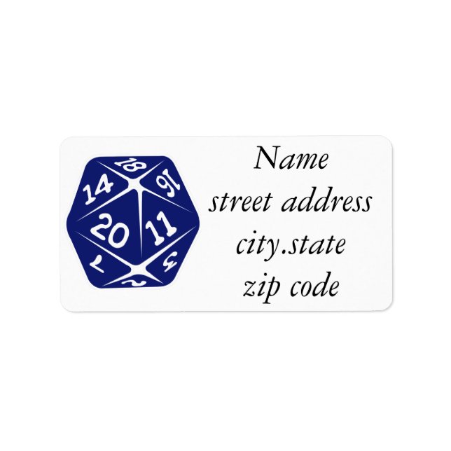 Blue d20 label (Front)